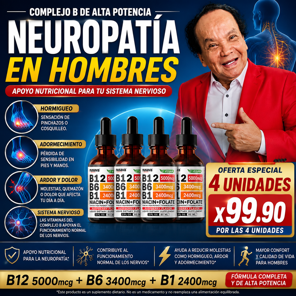 Complejo B12 para Neuropatía | Apoyo al Sistema Nervioso