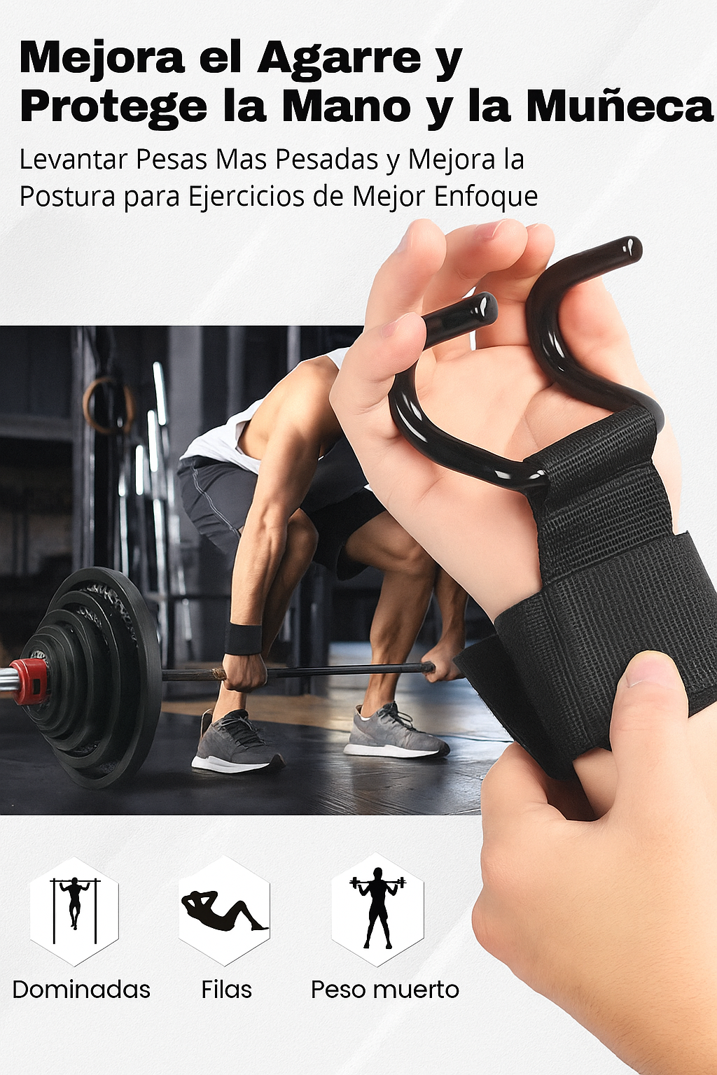 OFERTA 2 X 1 Ganchos de Levantamiento de Pesas