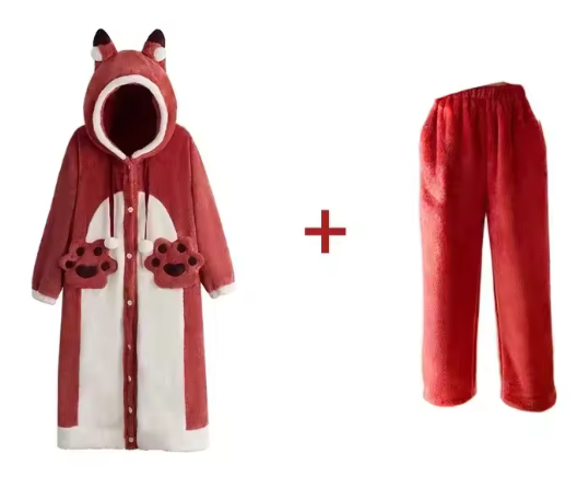 Pijama Kawaii de Felpa con Capucha - Suavidad, Abrigo y Encanto
