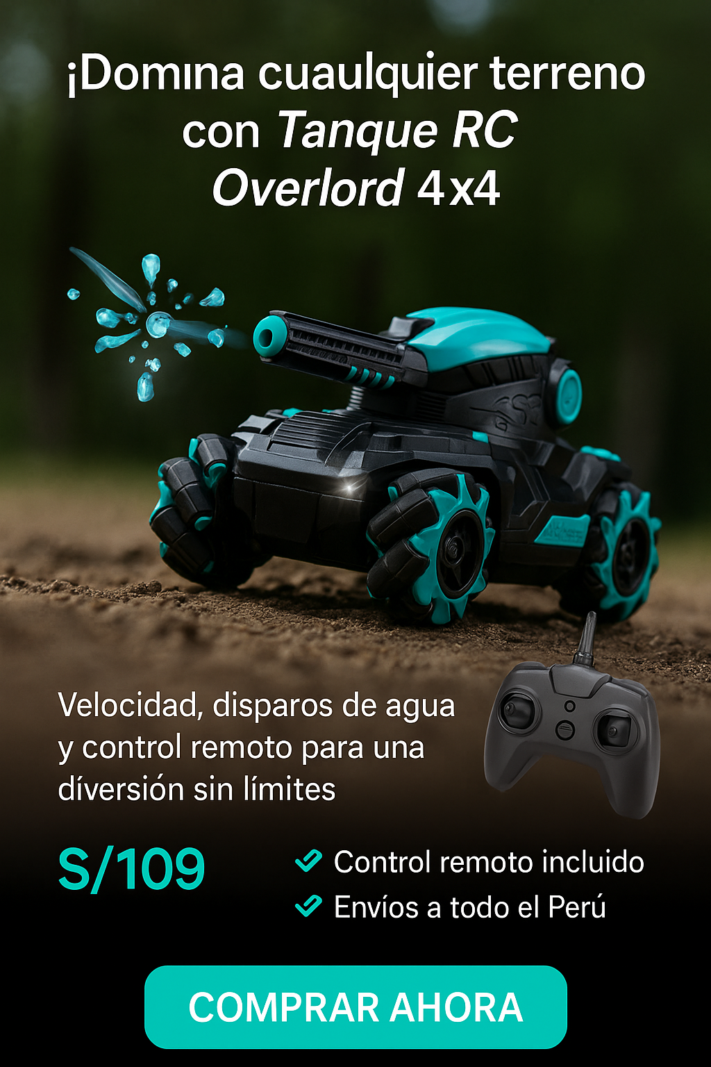 HydroTank™ RC – Tanque lanzador de hidrogel con luces LED