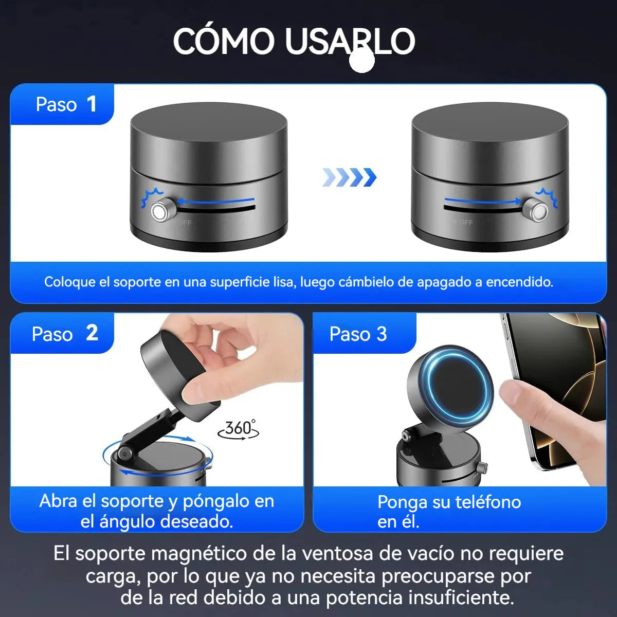 Soporte Magnético SNAP-HOLD™ 360°- Para Celular.