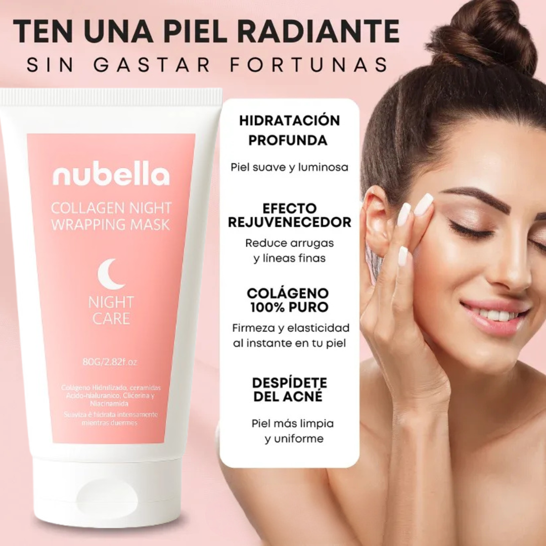 Nubella™ Mascarilla Facial de Colágeno – Tu aliado nocturno para una piel más suave y luminosa