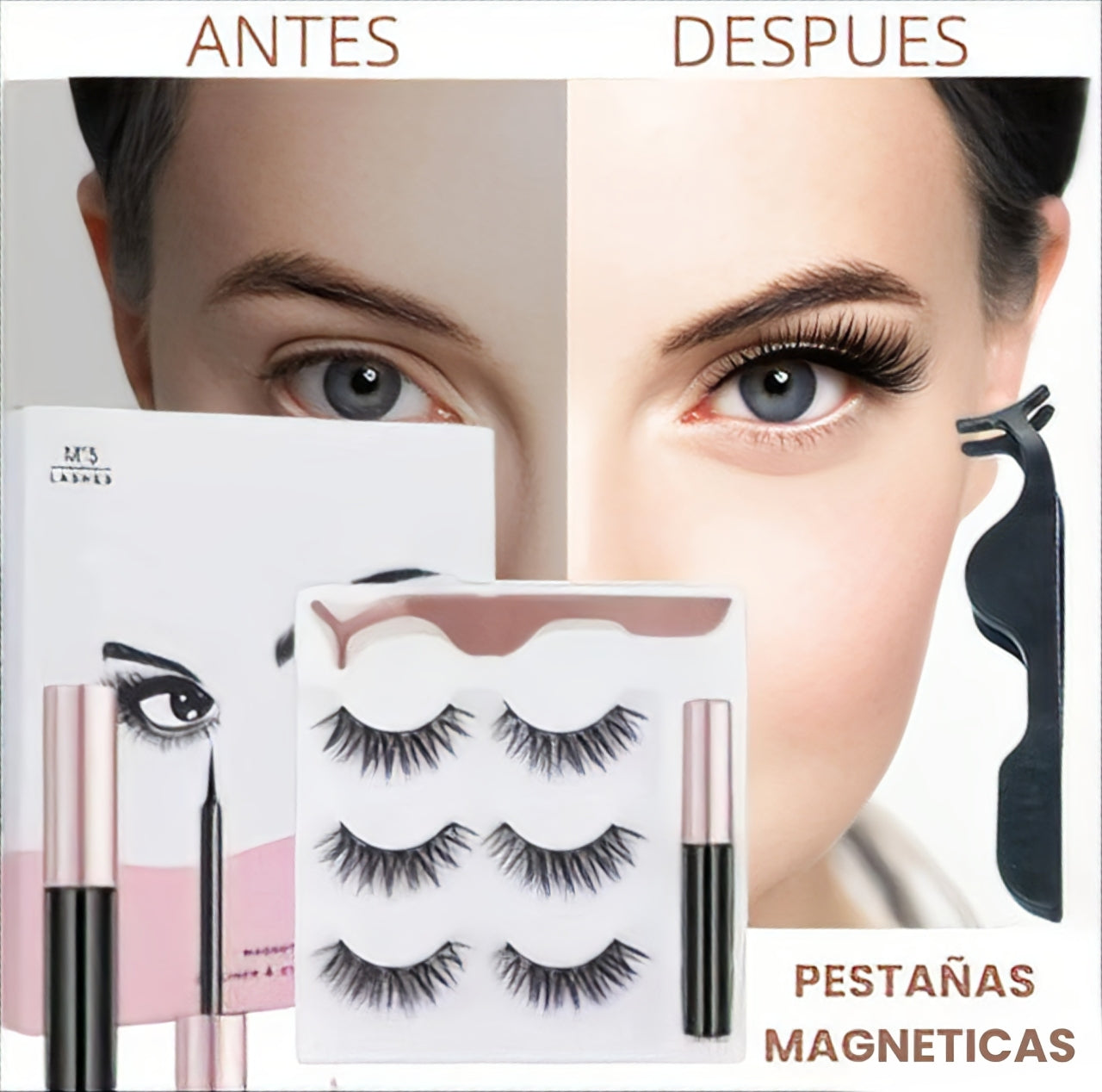 Pestañas Magnéticas Reutilizables con Delineador (Reutilizables hasta 20 veces)