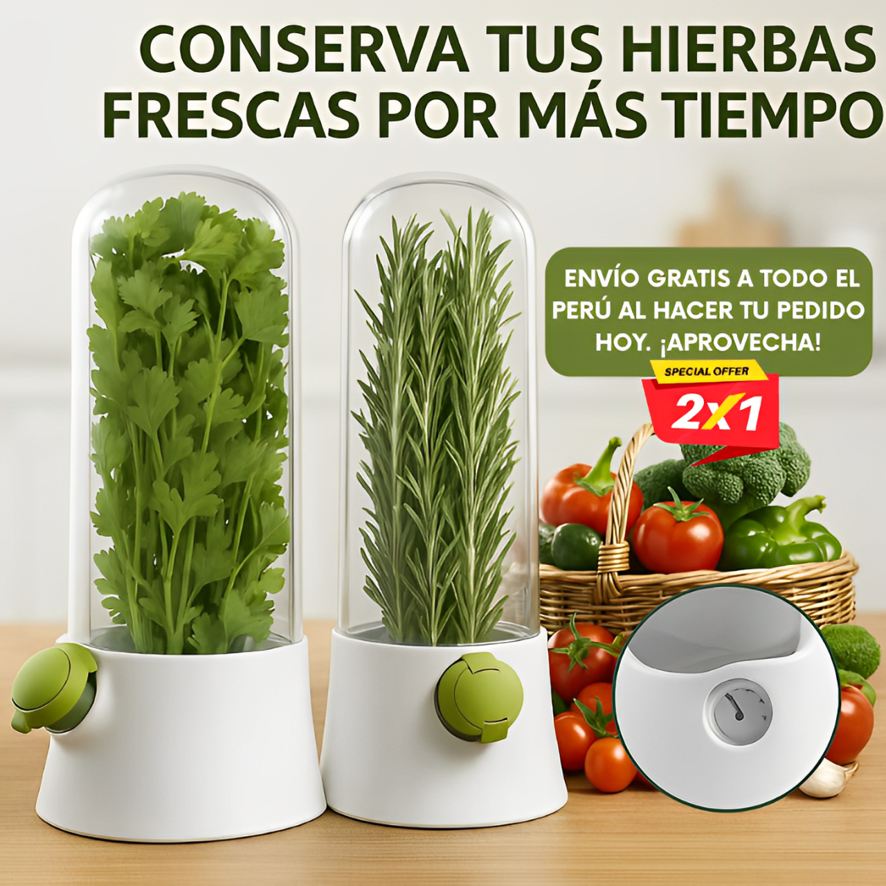 Conservador de Hierbas - El Secreto para Cocinar Siempre con Frescura OFERTA 2 X 1
