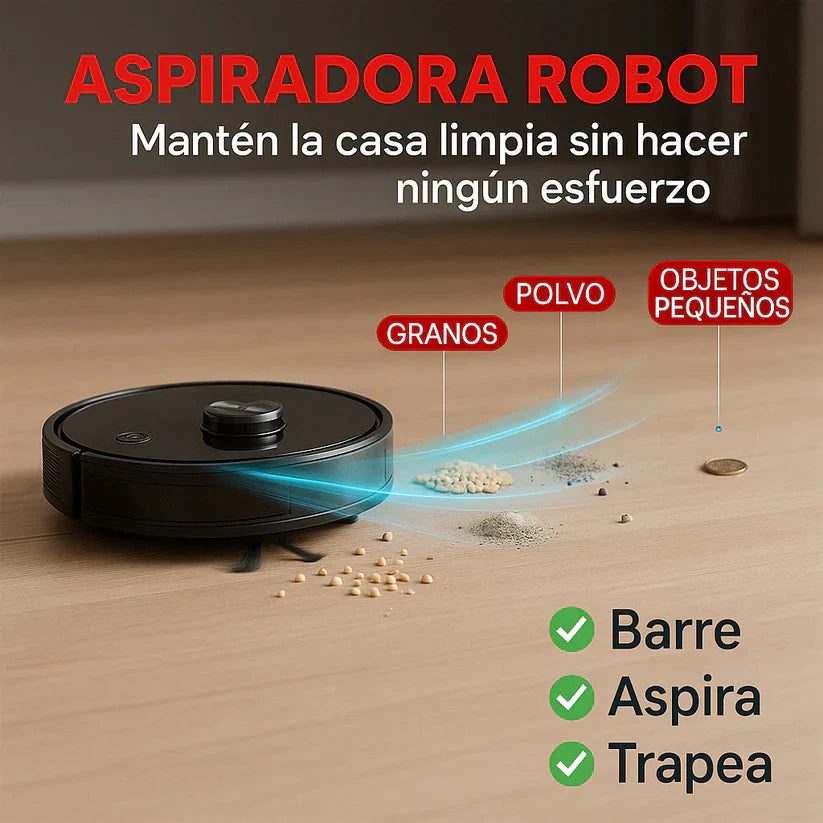 ROBOT ASPIRADORA 2025 2 EN 1 TECNOLOGÍA INTELIGENTE