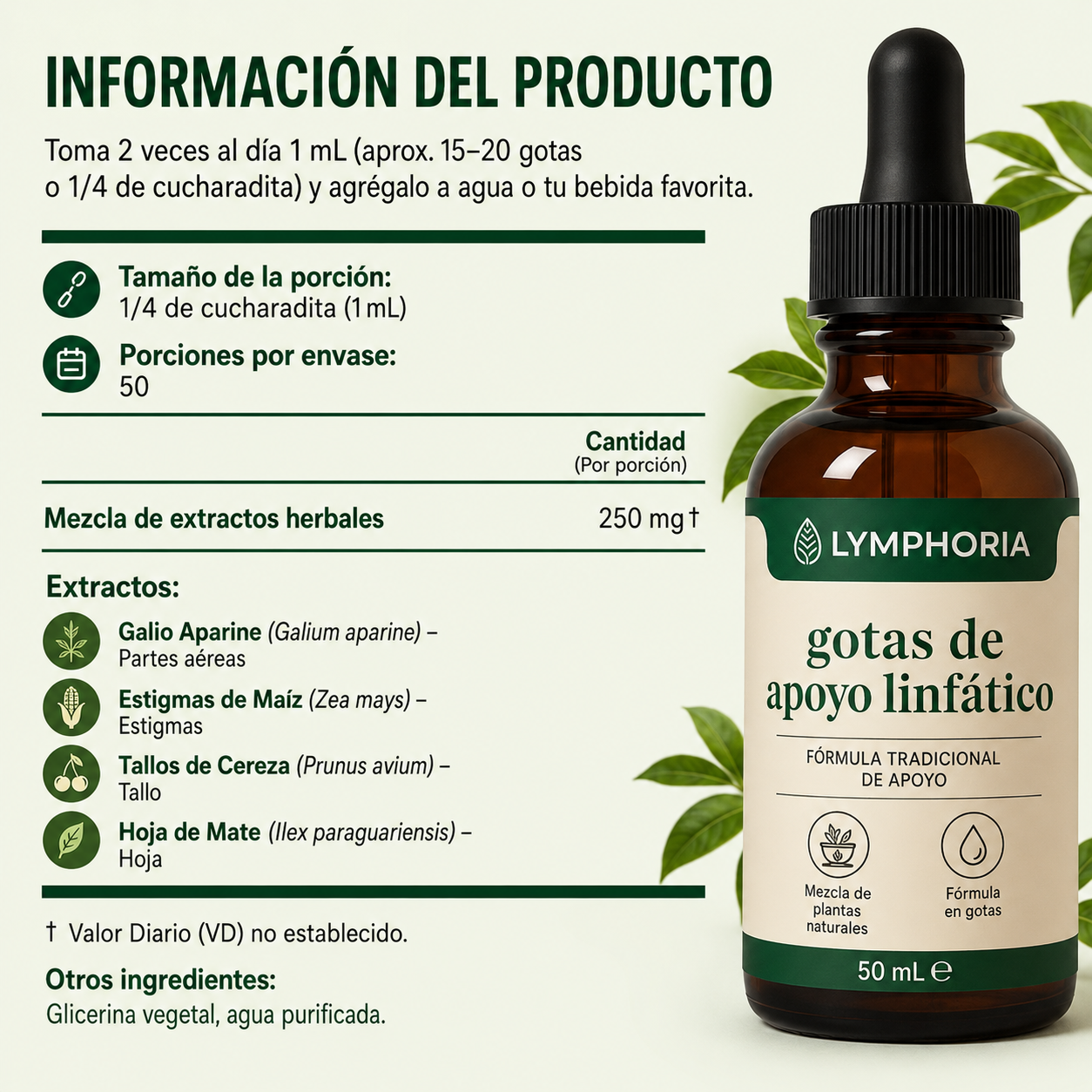 Gotas linfáticas desintoxicantes para reducir el edema, la hinchazón y la linfopatía.