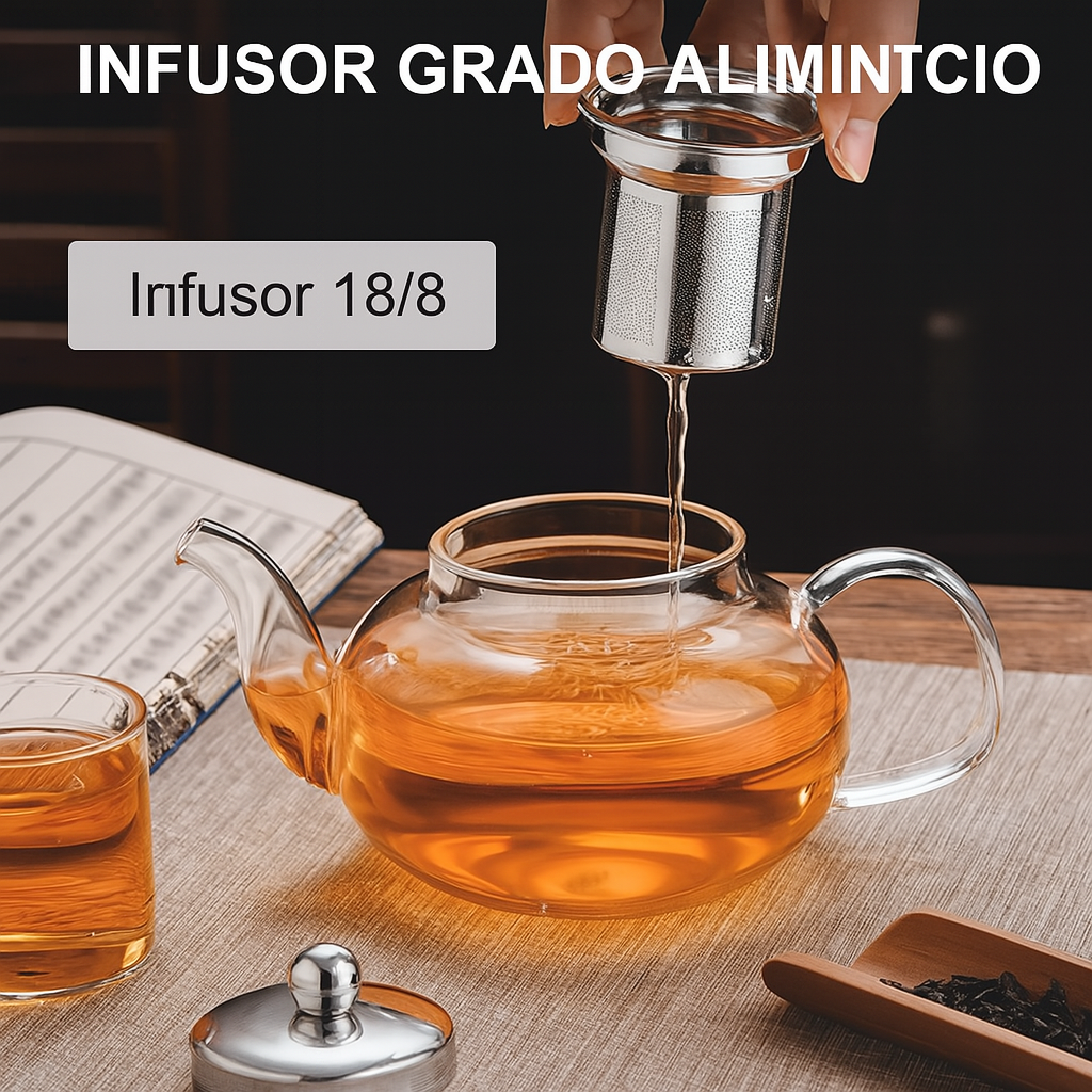 Tetera de Vidrio borosilicato Resistente al Fuego + ¡Infusor de regalo!