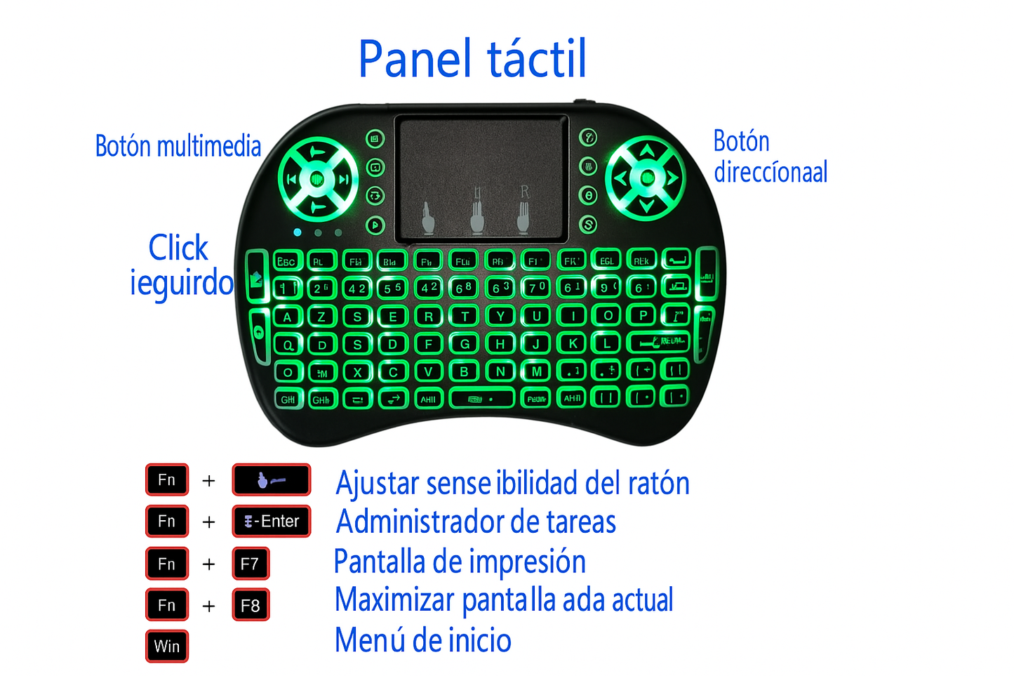 Mini Teclado Inalámbrico Iluminado Para Smart Tv PC Android Tv XBOX