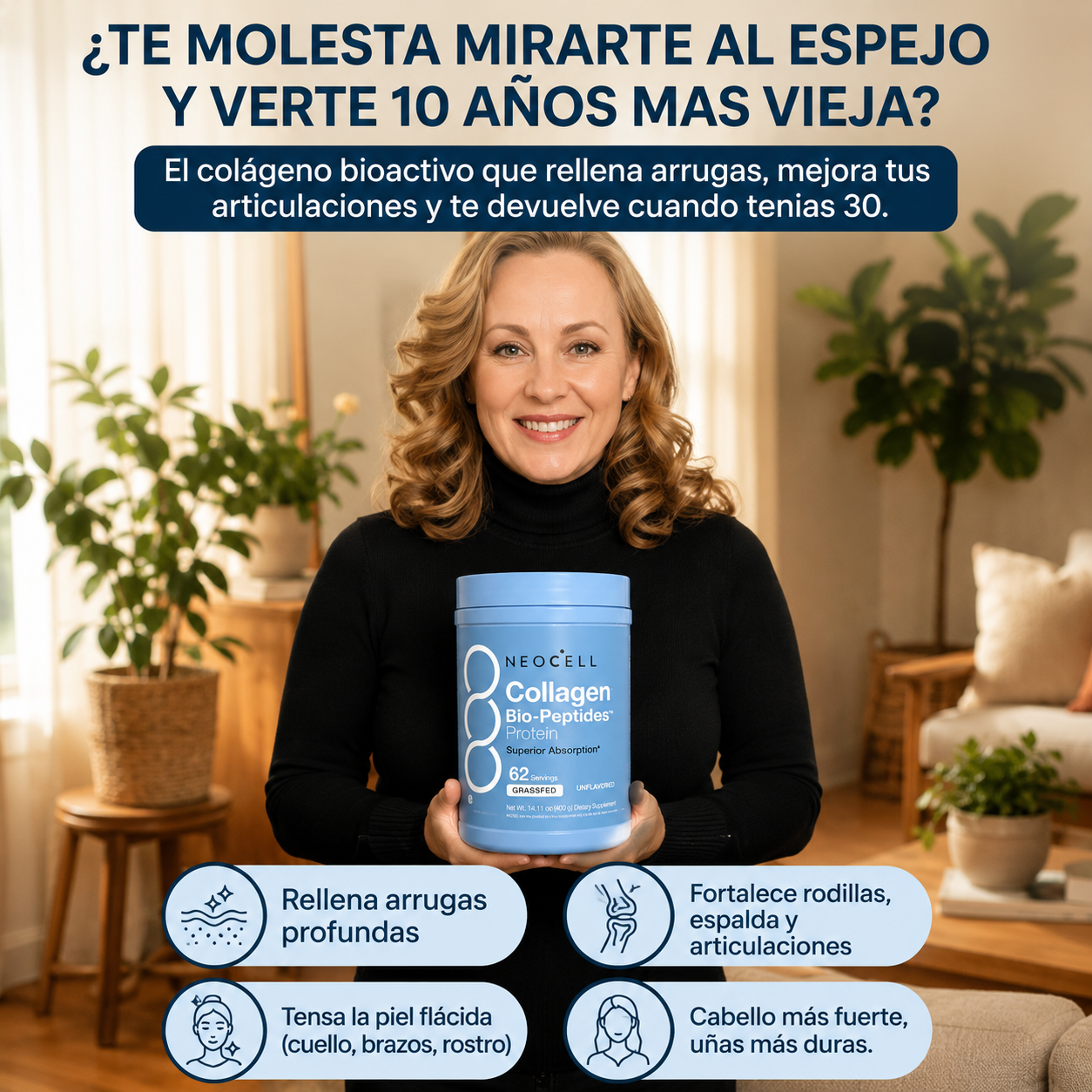 (Neocell Colageno) ¿Notas como tu cara ya no refleja a la mujerque eras hace 10 años?PAGA 1 LLEVA 2