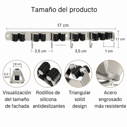 Organizador de escobas con ganchos y soporte antideslizante OFERTA 2 X 1