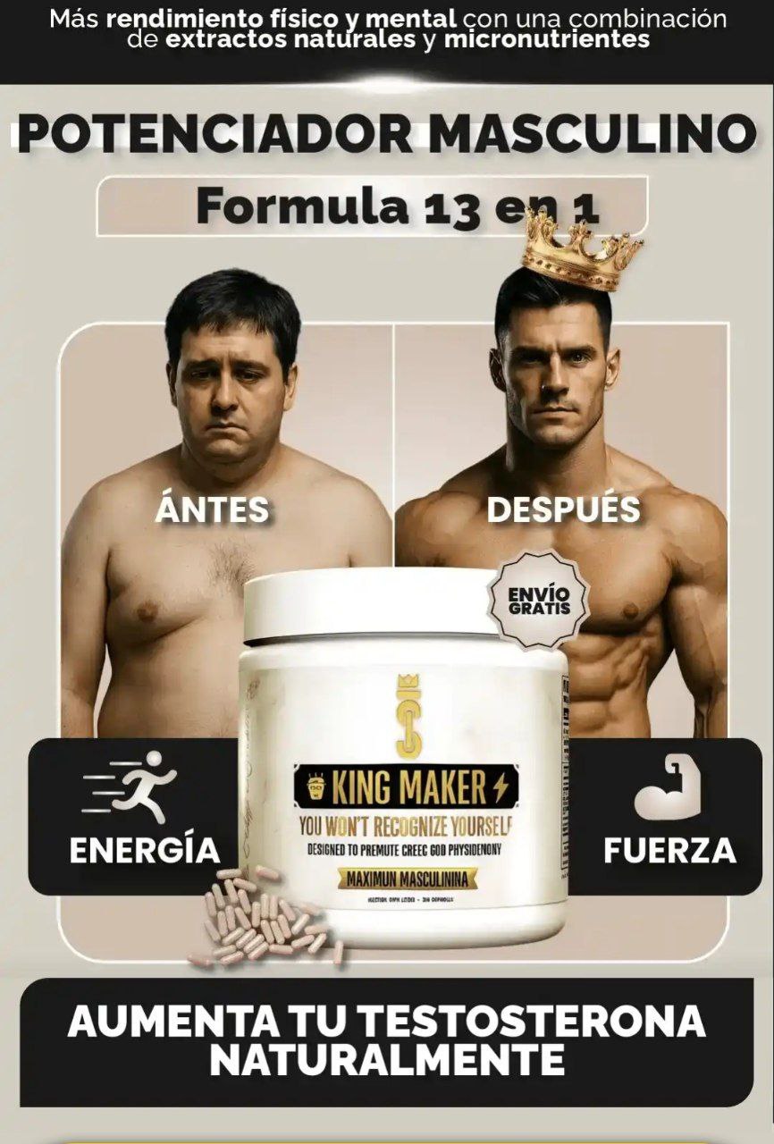 King Maker – Potenciador Masculino 13 en 1 para Fuerza y Testosterona Natural