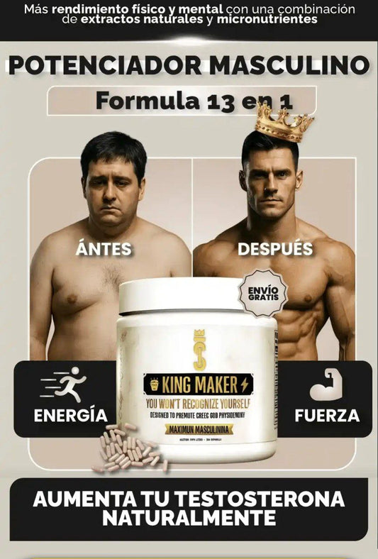 King Maker – Potenciador Masculino 13 en 1 para Fuerza y Testosterona Natural