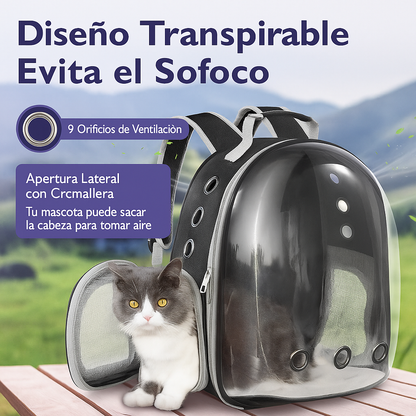 Mochila Transportadora Premium con Burbuja Transparente para Mascotas Pequeñas