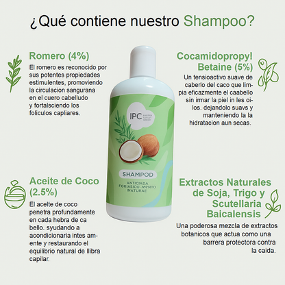 Shampoo Anticaída 100% Natural - Detiene la Caída, Nutre y Recupera tu Cabello