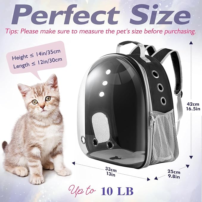 Mochila Transportadora Premium con Burbuja Transparente para Mascotas Pequeñas