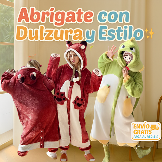 Pijama Kawaii de Felpa con Capucha - Suavidad, Abrigo y Encanto
