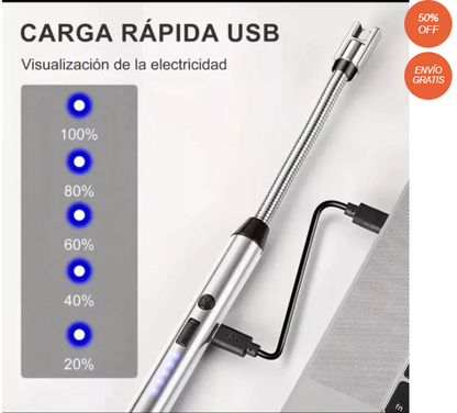 Encendedor Eléctrico USB Recargable - Flexible y Resistente al Agua y al Viento OFERTA 2 X 1