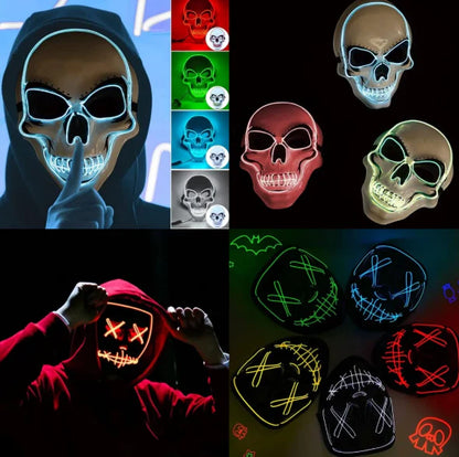 🪓MÁSCARA LUZ NEÓN LED🎃 LA PURGA 💀