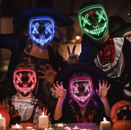 🪓MÁSCARA LUZ NEÓN LED🎃 LA PURGA 💀