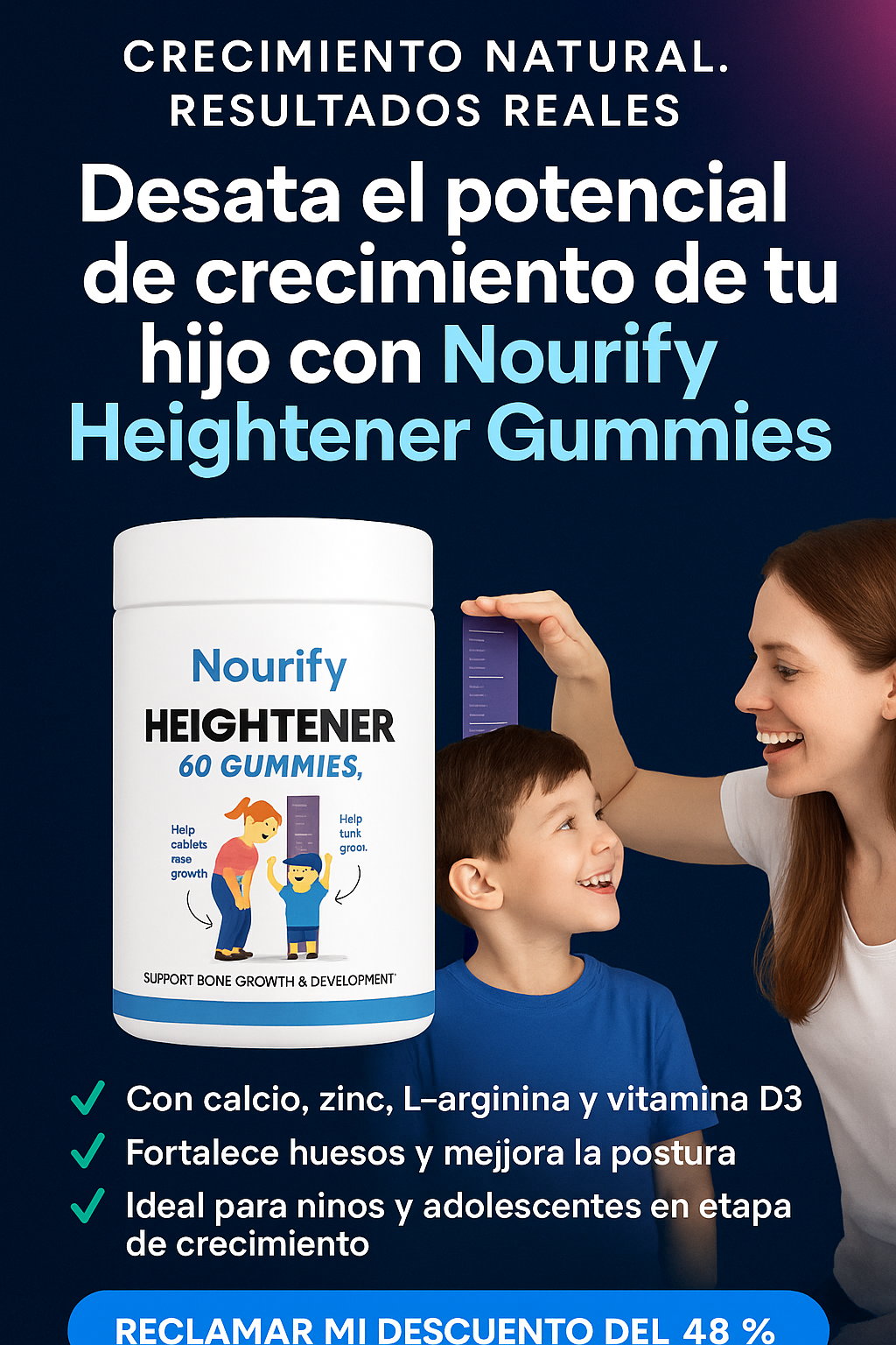 Nourify Heightener Gummies – Apoyo Natural para el Crecimiento Infantil y Adolescente
