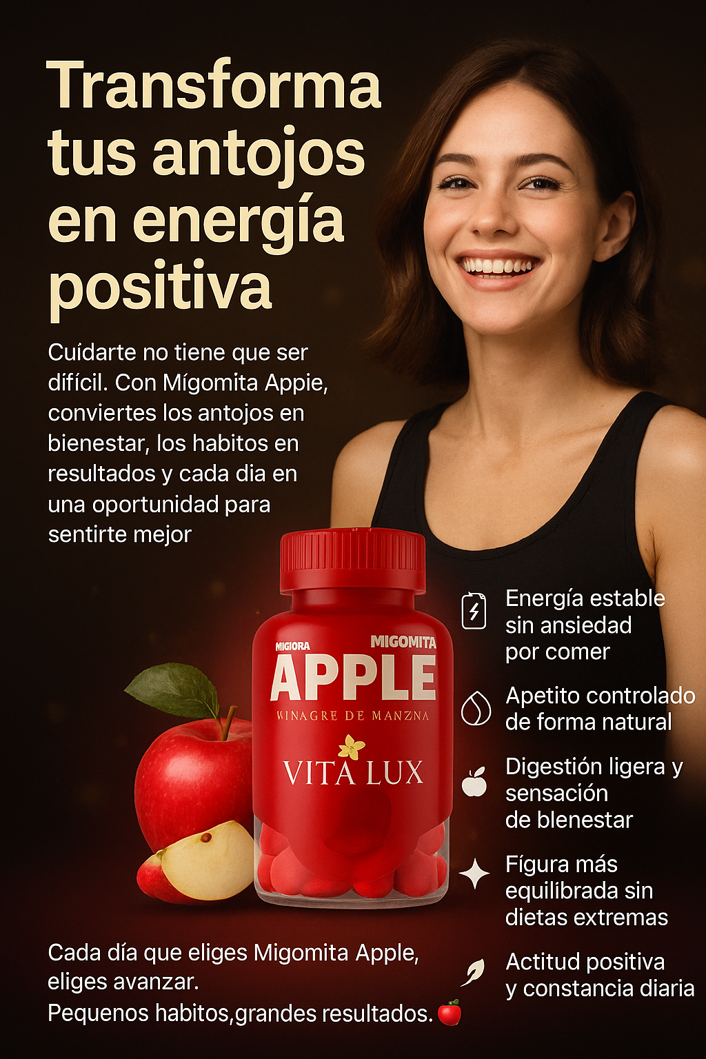 🥇 60 Gomitas de Vinagre de Manzana 🍎 quema grasa, controla antojos y moldea tu figura sin dietas