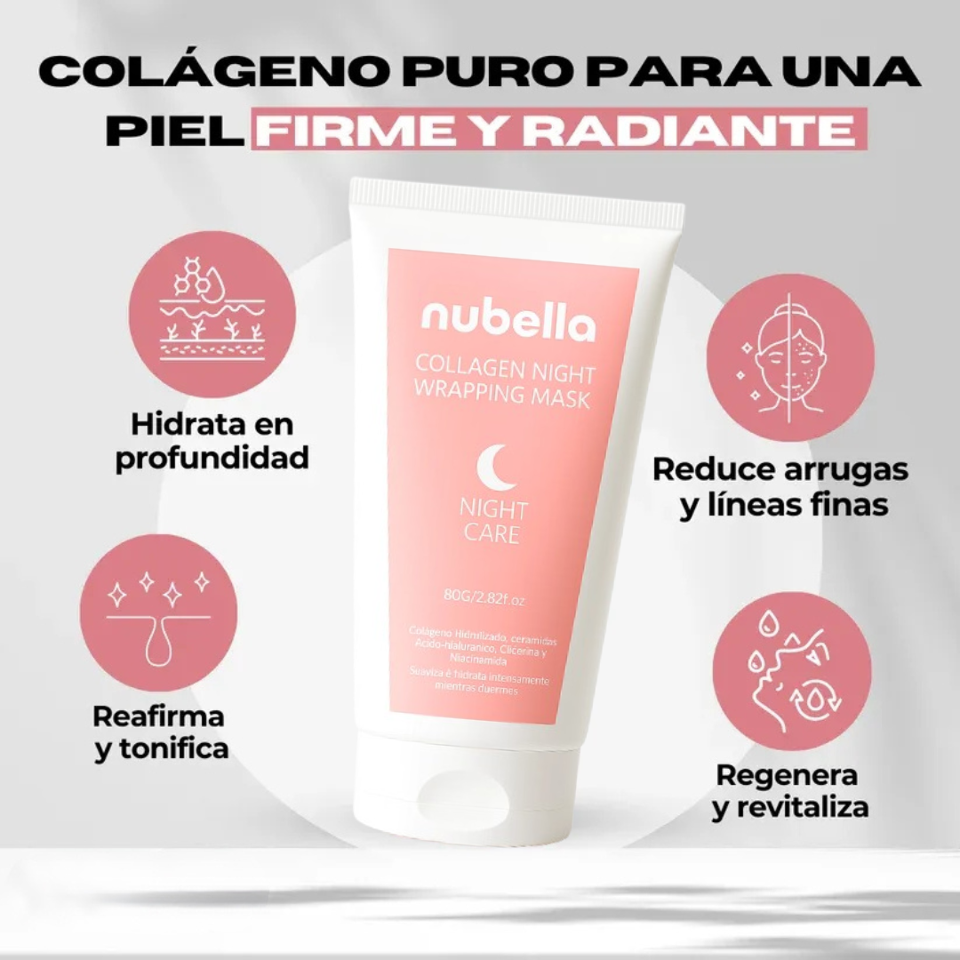 Nubella™ Mascarilla Facial de Colágeno – Tu aliado nocturno para una piel más suave y luminosa
