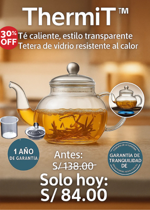Tetera de Vidrio borosilicato Resistente al Fuego + ¡Infusor de regalo!