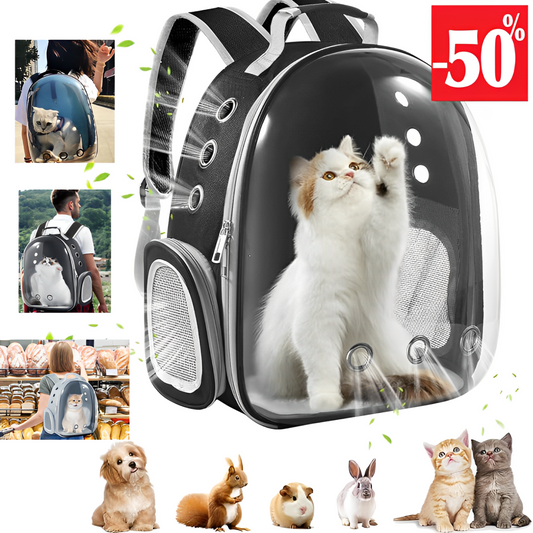 Mochila Transportadora Premium con Burbuja Transparente para Mascotas Pequeñas