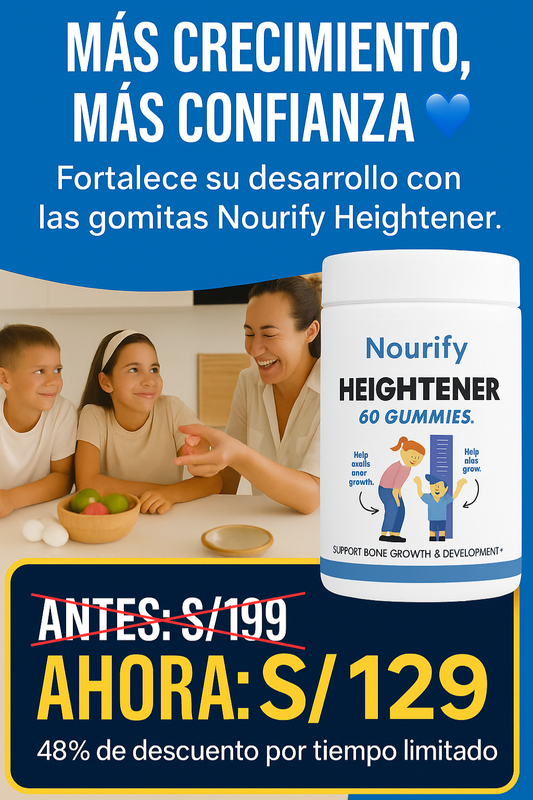 Nourify Heightener Gummies – Apoyo Natural para el Crecimiento Infantil y Adolescente