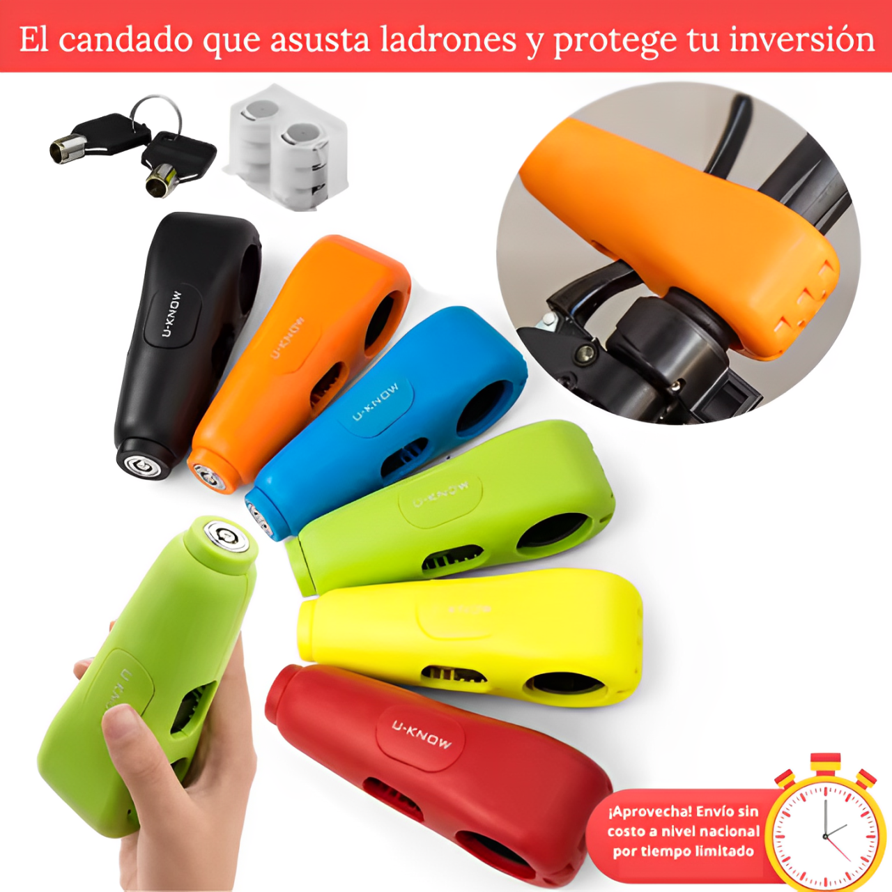 Candado antirrobo universal con alarma - ideal para motos, scooters  etc