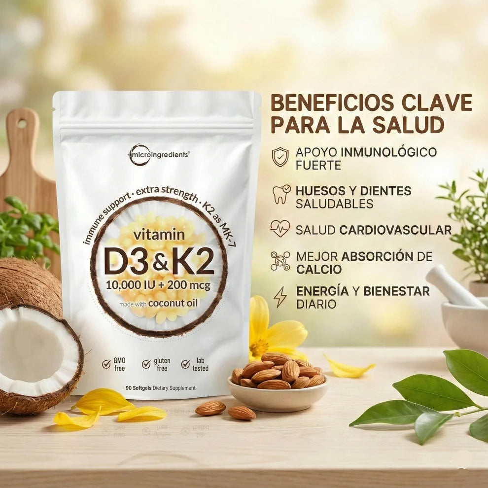 Microingredients® Vitamina D3+K2 (Suministro 3 meses) | Frena el Dolor y Regenera tus Huesos