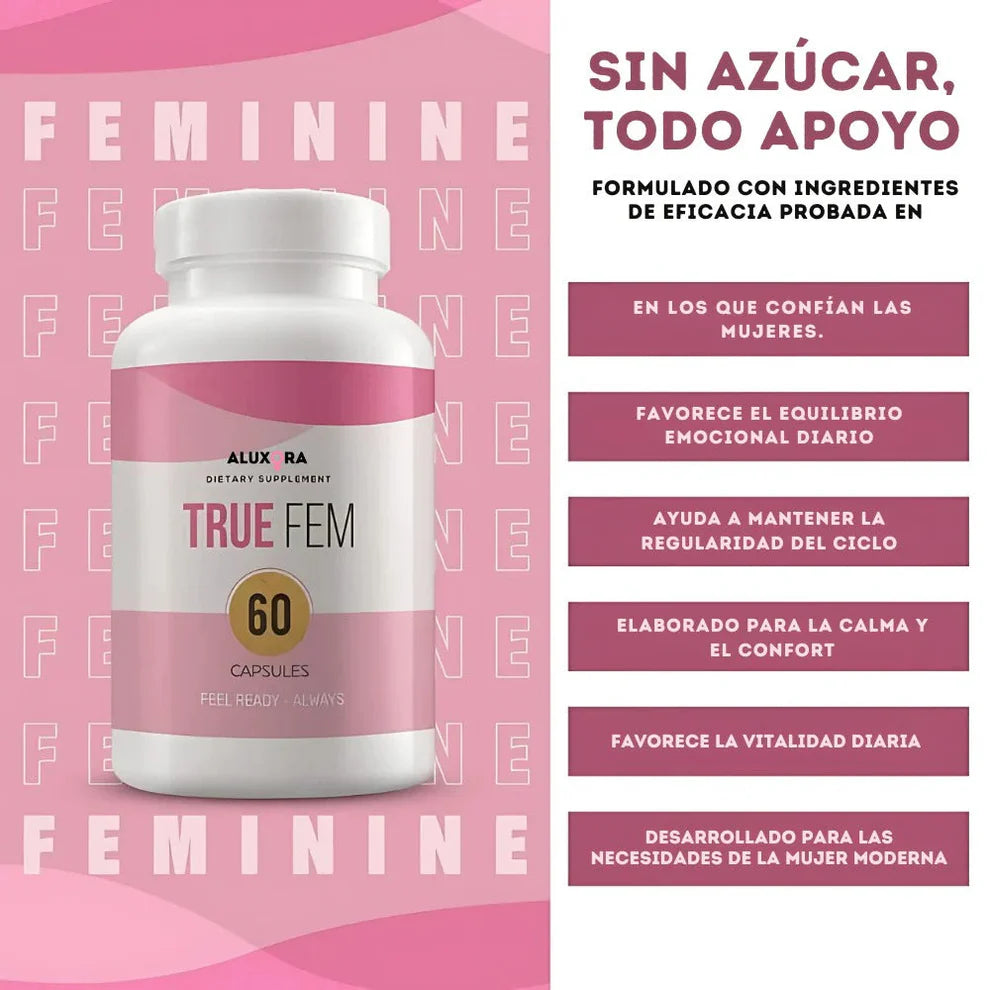 True Fem 13 en 1 – El Suplemento Natural que Equilibra Tus Hormonas y Potencia Tu Belleza Femenina desde Adentro