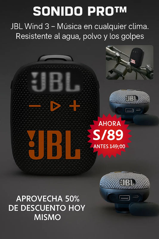Sonido Pro™ – PARLANTE JBL WIND 3 CON BLUETOOTH PARA MOTO / BICICLETA