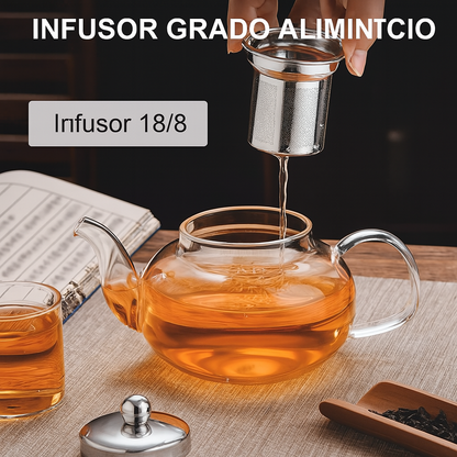 Tetera de Vidrio borosilicato Resistente al Fuego + ¡Infusor de regalo!