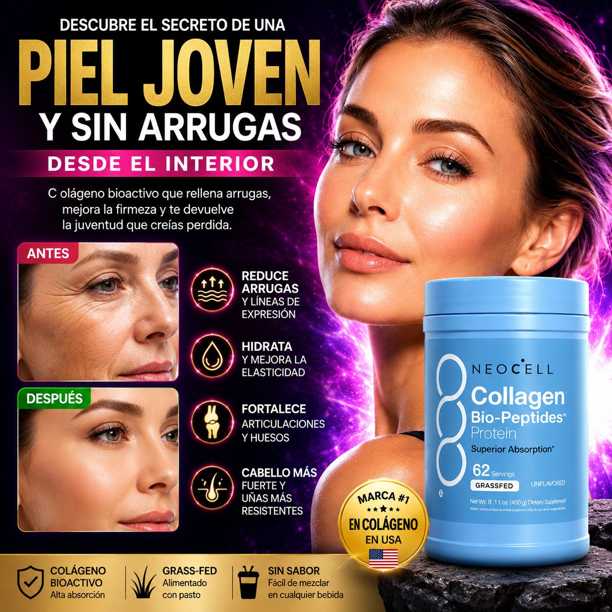 NeoCell Collagen Bio-Peptides, Solo por hoy PAGA 1 Y LLEVA 2