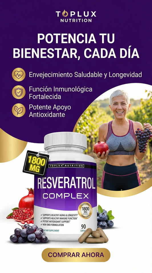Resveratrol Complex 1800 mg – Fórmula Antienvejecimiento y Sistema Inmunológico