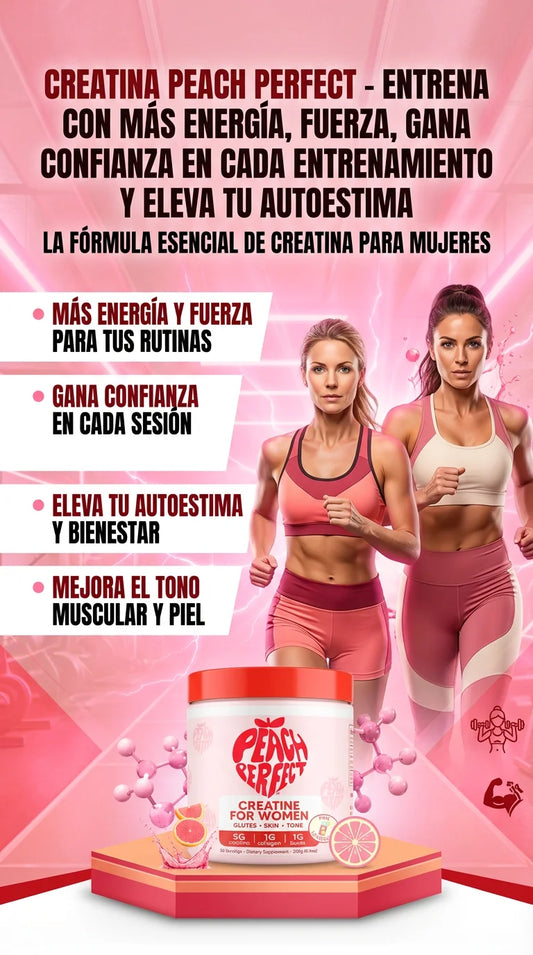 Creatina Peach Perfect - Entrena con Más Energía, Fuerza