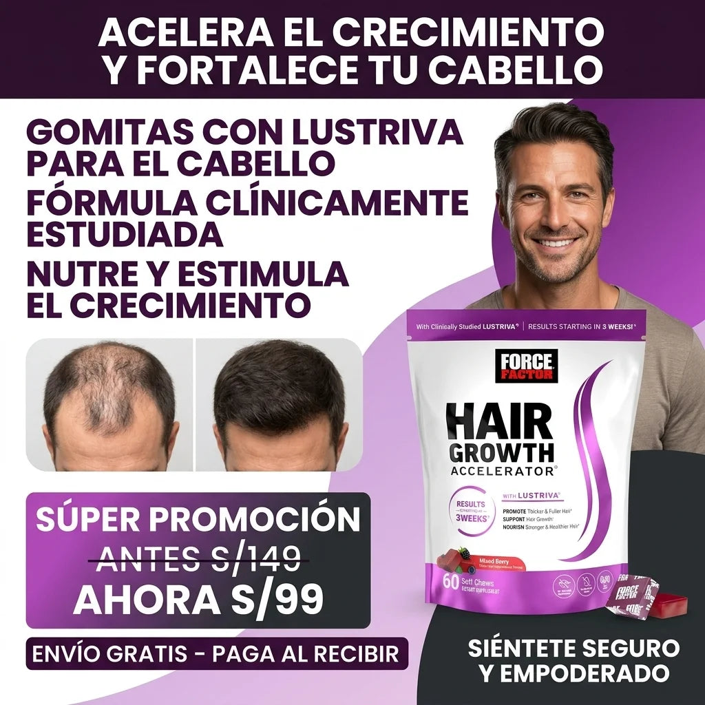 Gomitas Force Factor –  Fórmula con Lustriva y Biotina que Fortalece, Nutre y Estimula el Crecimiento en Mujeres y Hombres