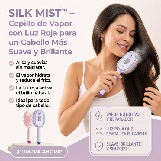 SILK MIST™ – Cepillo de Vapor con Luz Roja para un Cabello Más Suave y Brillante
