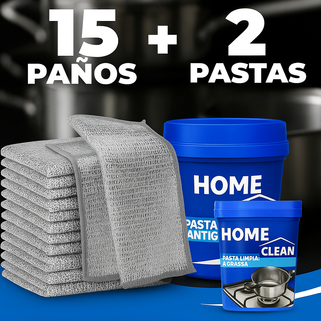 KIT COMPLETO DE LIMPIEZA - 15 PAÑOS DE LIMPIEZA + 2 PASTAS QUITAGRASA | BRILLAN™