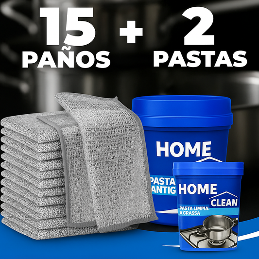 KIT COMPLETO DE LIMPIEZA - 15 PAÑOS DE LIMPIEZA + 2 PASTAS QUITAGRASA | BRILLAN™