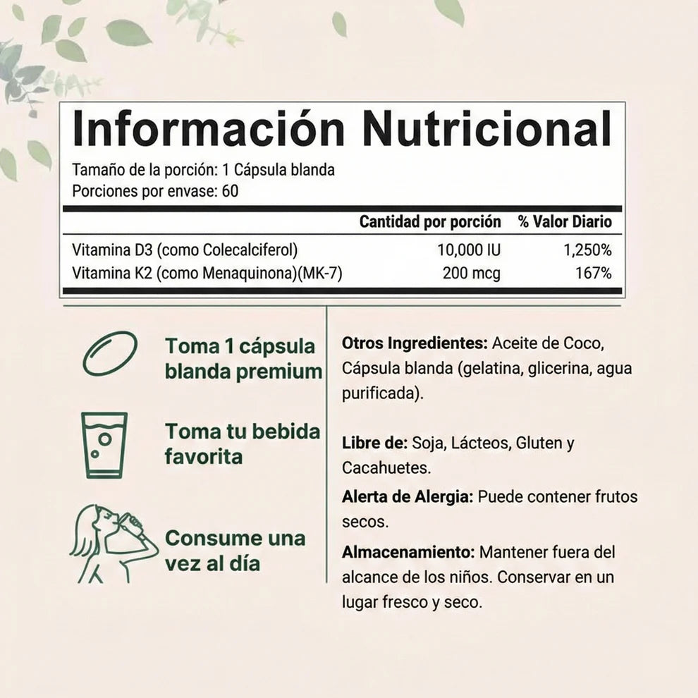 Microingredients® Vitamina D3+K2 (Suministro 3 meses) | Frena el Dolor y Regenera tus Huesos