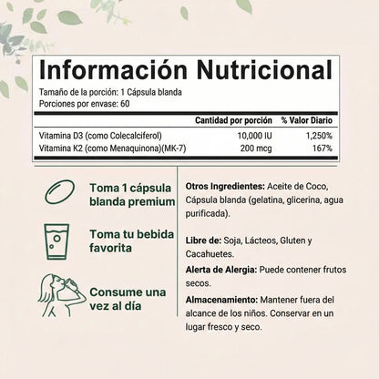 Microingredients® Vitamina D3+K2 (Suministro 3 meses) | Frena el Dolor y Regenera tus Huesos