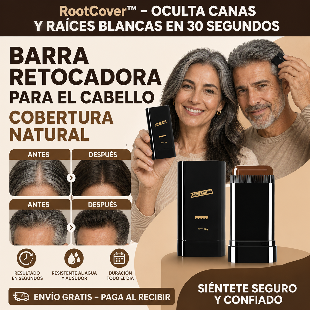RootCover™ – Oculta Canas y Raíces Blancas en 30 Segundos
