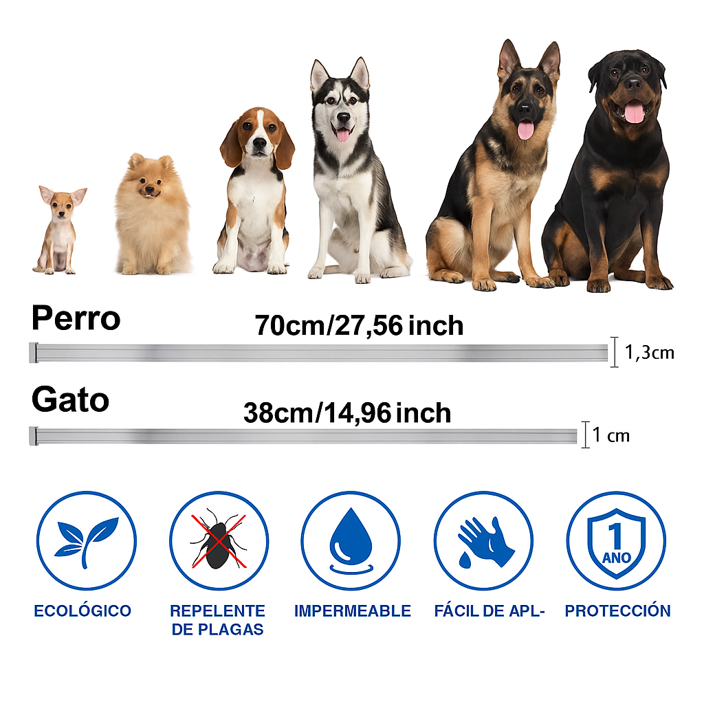 Collar antipulgas y Garrapatas   – Flexible, duradero y seguro