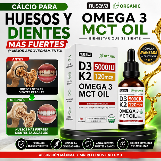 Nusava Organic D3 + K2 + Omega 3 + MCT Oil
