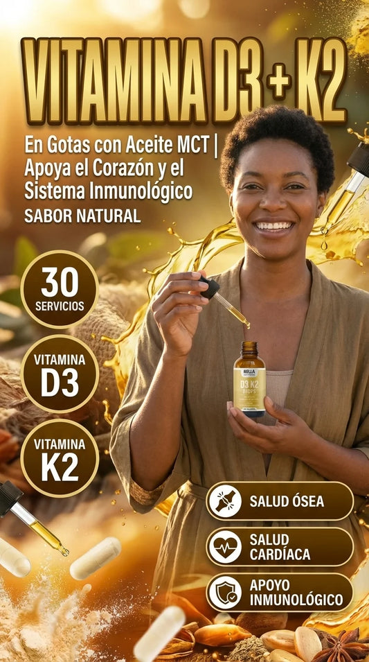 Vitamina D3 + K2 en Gotas con Aceite MCT | Apoya el Corazón y el Sistema Inmunológico