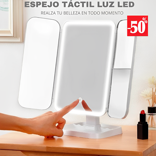 Espejo de Maquillaje con Pantalla táctil Luz LED - BRILIA™